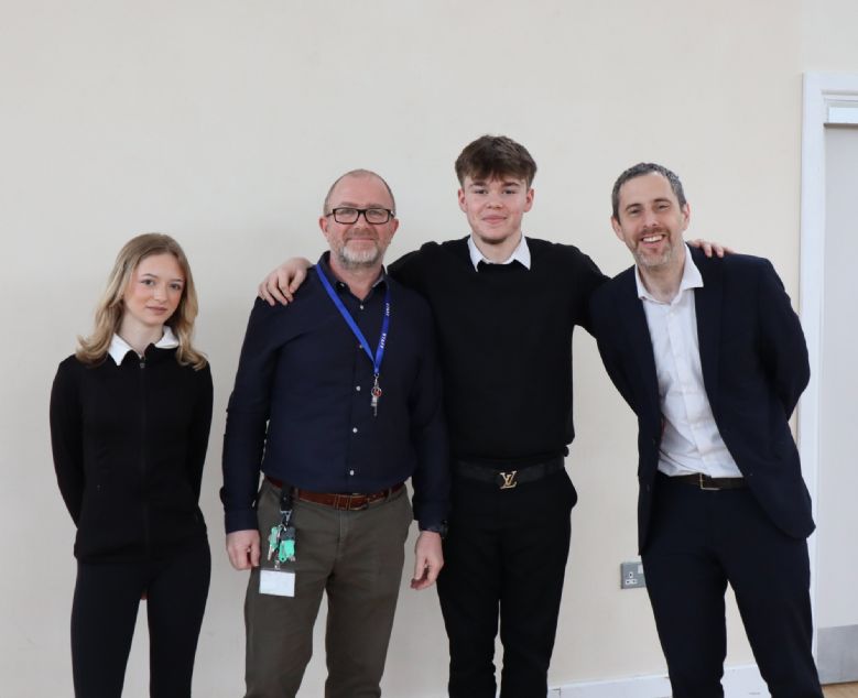 MP Chris Vince with pupils and staff at Moundwood Academy